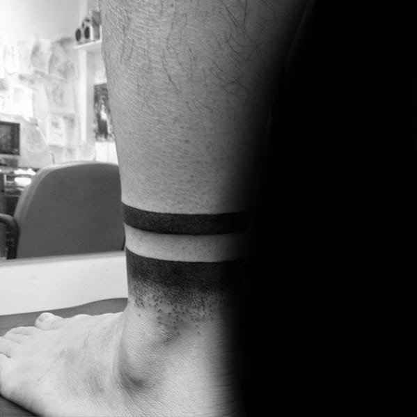 Dotwork Guys Lower Leg Band Tattoo Ideas