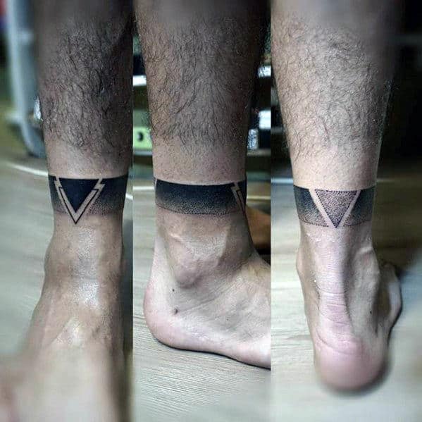 Dotwork Letter V Mens Leg Band Tattoo