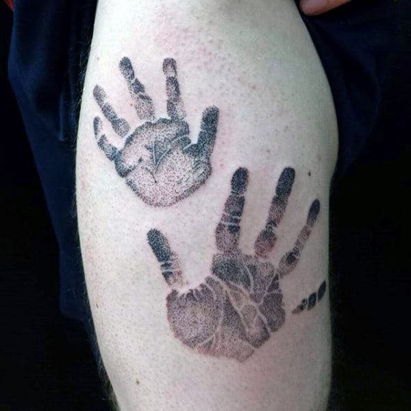 Dotwork Mens Handprint Upper Arm Tattoos