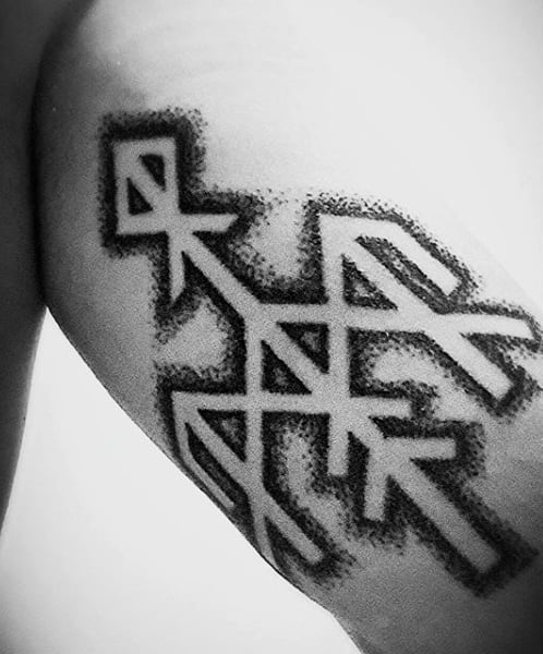Dotwork Mens Inner Arm Norse Rune Tattoos