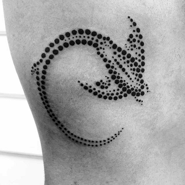 Dotwork Rib Cage Side Male Tattoo With Manta Ray Design