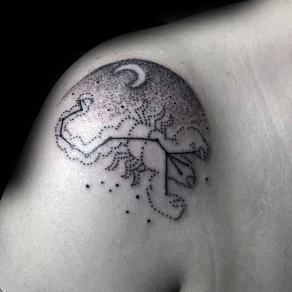 Dotwork Scorpio Constellation Mens Shoulder Tattoos