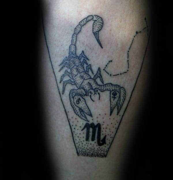 Dotwork Scorpio With Constellation Mens Zodiac Tattoo Ideas