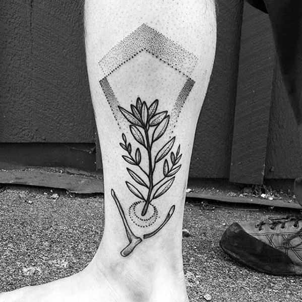 Dotwork Side Of Leg Amazing Mens Wishbone Tattoo Designs