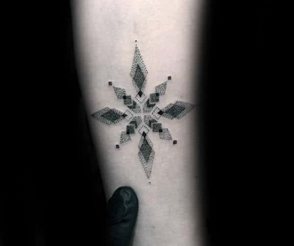 Dotwork Snowflake Small Simple Geometric Mens Tattoos