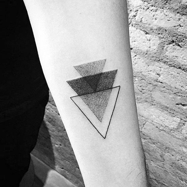 Dotwork Triangles Small Minimalist Mens Inner Forearm Tattoo