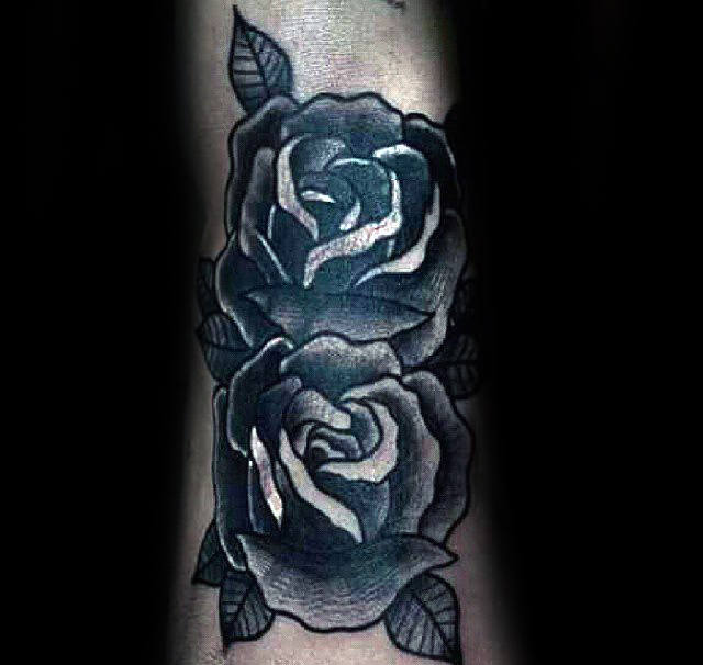 Double Black Rose Mens Tattoo Ideas
