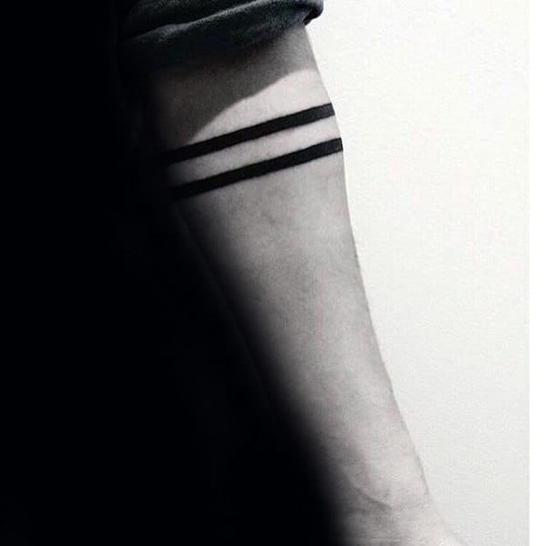 Double Solid Ink Black Band Guys Tattoos