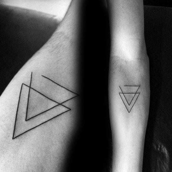 Double Triangle Minimalist Small Male Tattoos