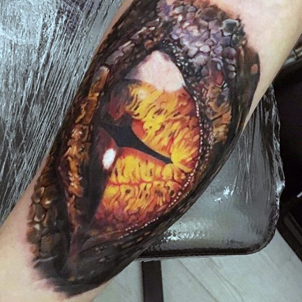 Dragon Eye Crazy Mens Realistic Bicep Arm Tattoos