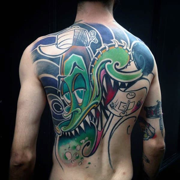 Dragon Graffiti Japanese Mens Tattoo Design On Back