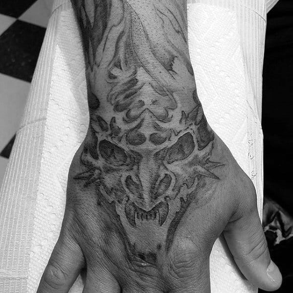 Dragon Skull Hand Tattoo Ideas For Gentlemen