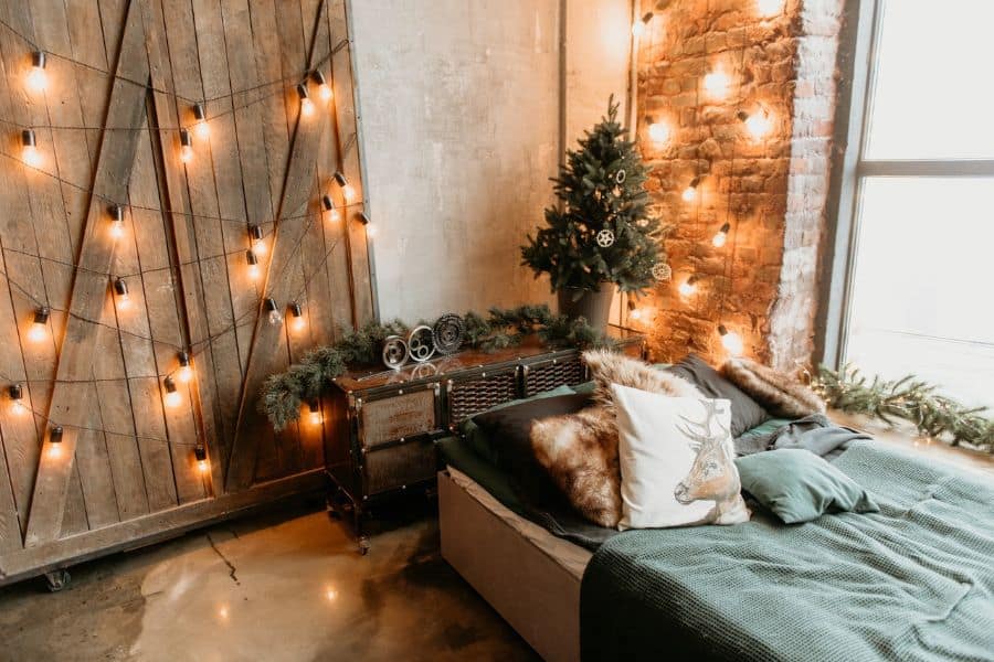 small single bed hanging lights