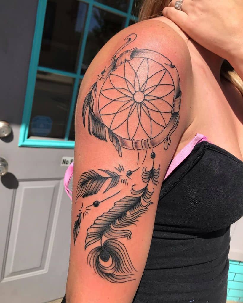 Dream Catcher Peacock Feather Tattoo