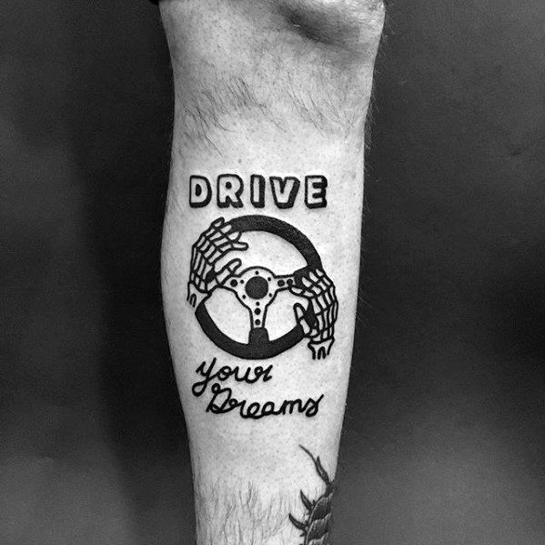 Drive Your Dreams Cool Simple Mens Leg Tattoo Ideas