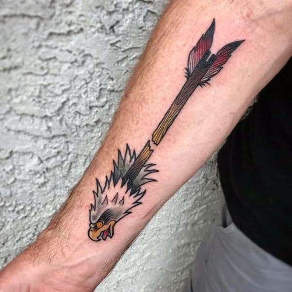 Eagle Head Broken Arrow Inner Forearm Tattoo Ideas For Males