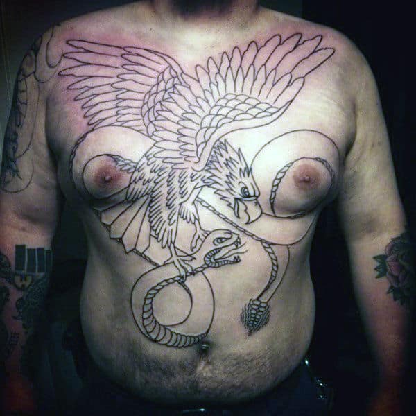 Eagle With Rattlesnake In Claws Mens Full Chest Tattoos