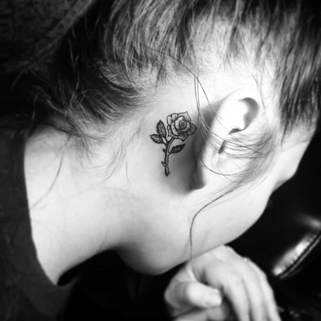 ear tiny rose tattoos brennanwalkertattoo