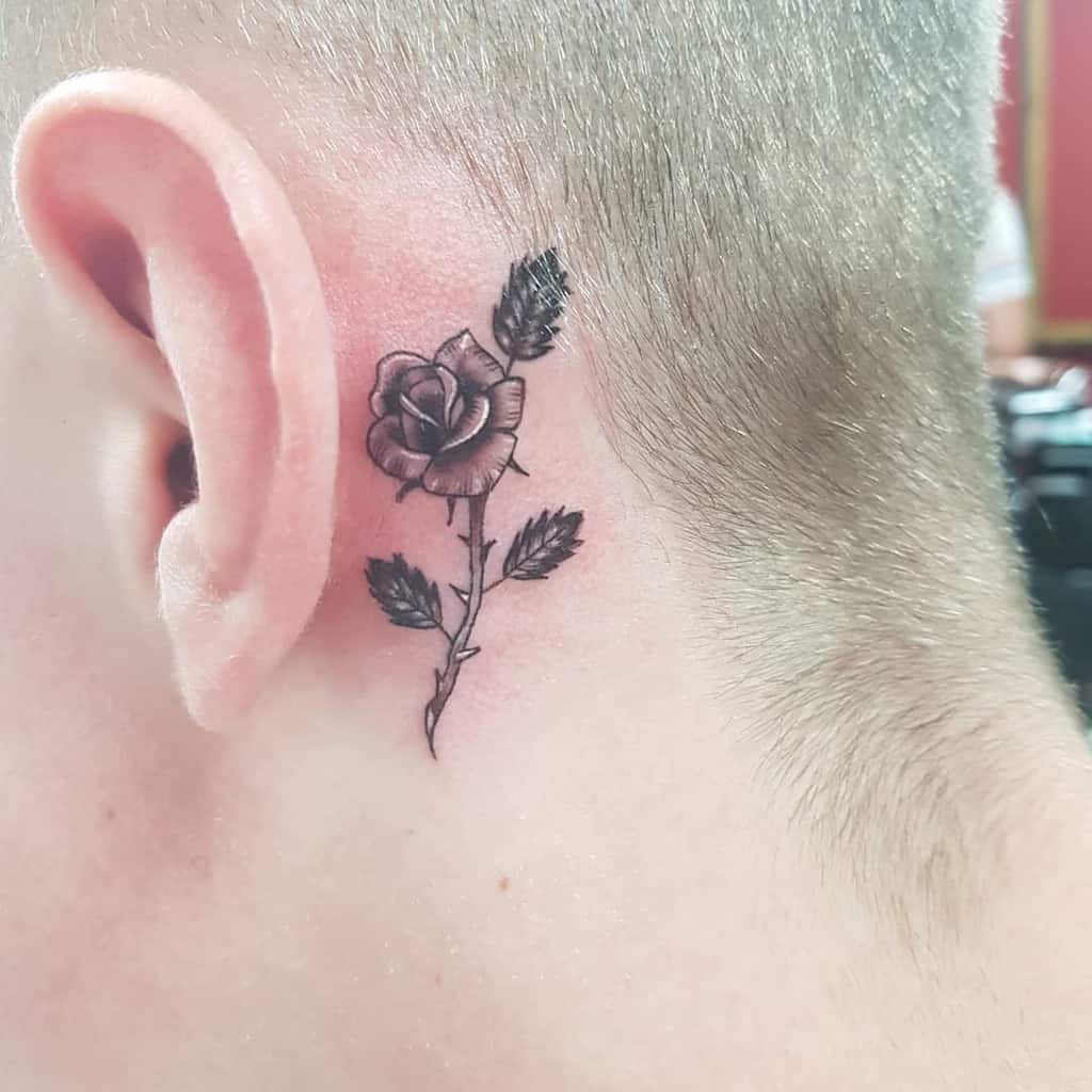 ear tiny rose tattoos lobo_ink_