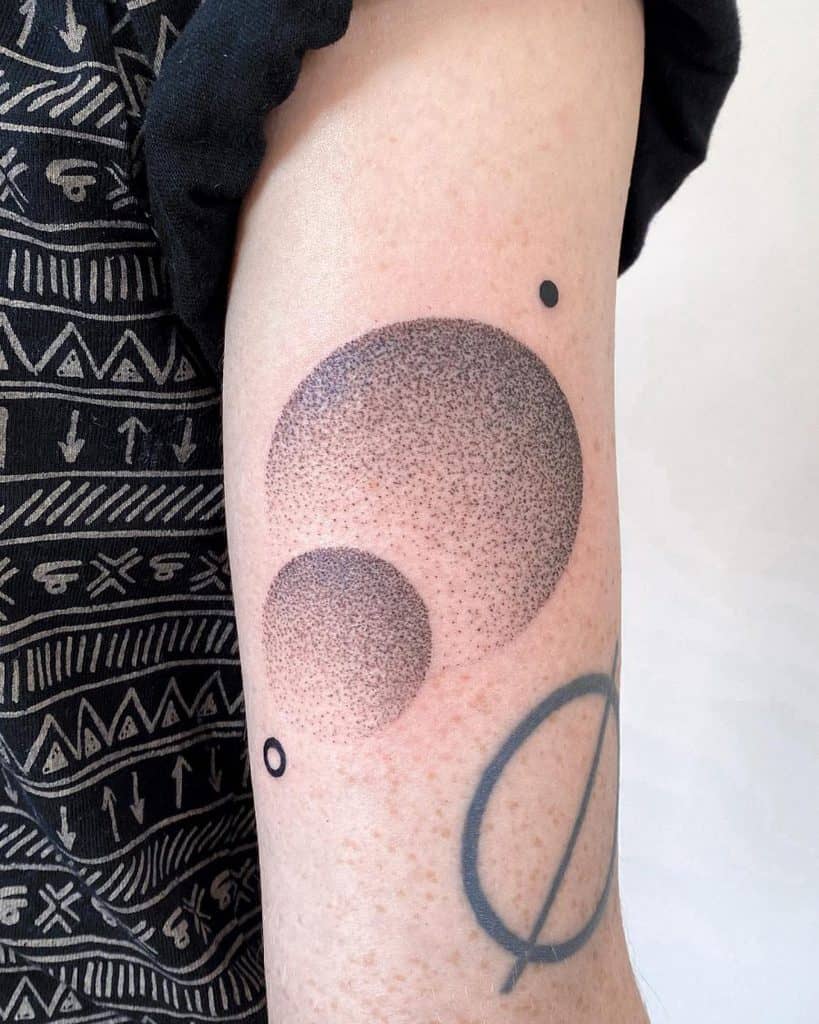 Eclipse Planets Graduating Sizes Dotwork Geometric Tattoo