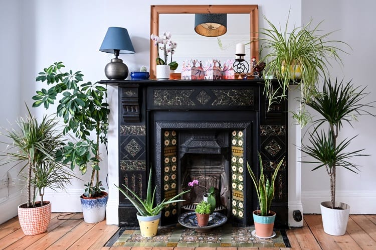 Edwardian Marble Tiled Fireplace Mantel Decor