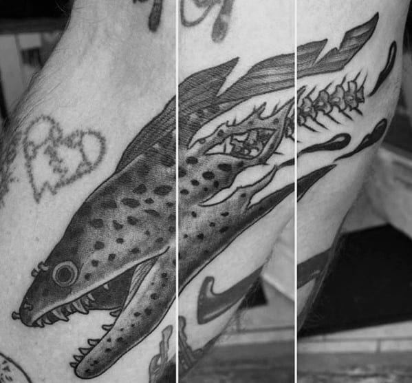 Eel Skeleton Bones Arm Tattoo Design Ideas For Males