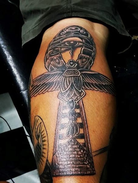 Egyptian Cross Leg Tattoo For Men