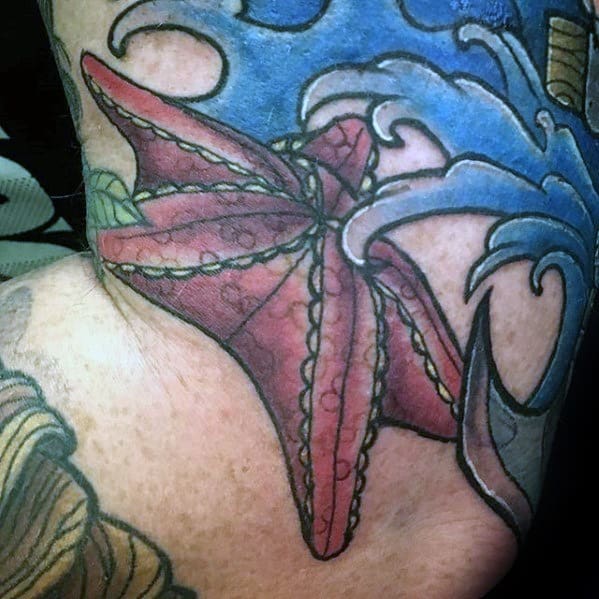 Elbow Starfish Tattoos For Gentlemen