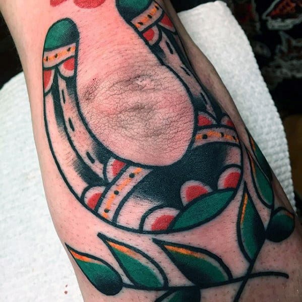 Elbow Traditional Horseshoe Mens Tattoo Ideas