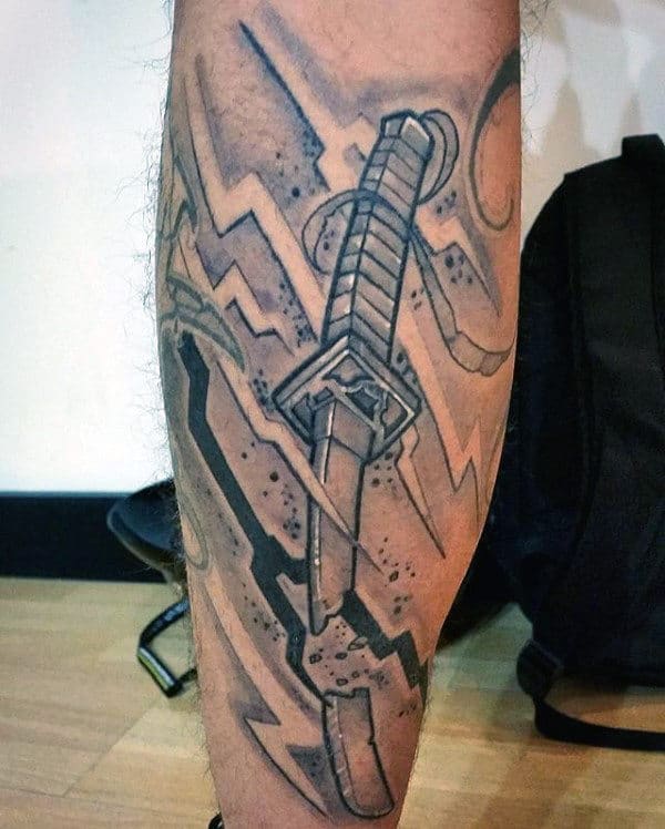Electric Mens Katana Leg Tattoo Designs