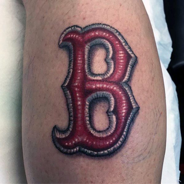 Embroidered Boston Red Sox Logo Leg Calf Tattoos Male