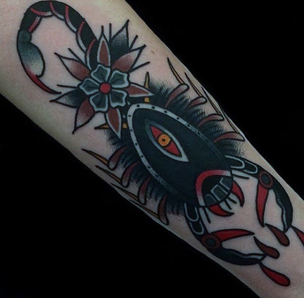 Ethnic Designed Scorpion Tattoo On Forearms Men
