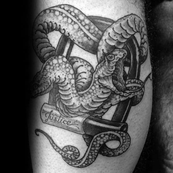 Excellent Guys Two Headed Snake Tattoos Leg Calf.
