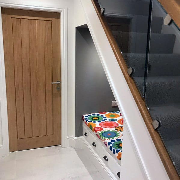 excellent interior ideas under stairs built-in seat