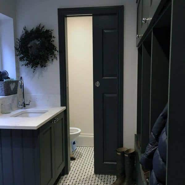 Exceptional Bathroom Black Painted Pocket Door Ideas