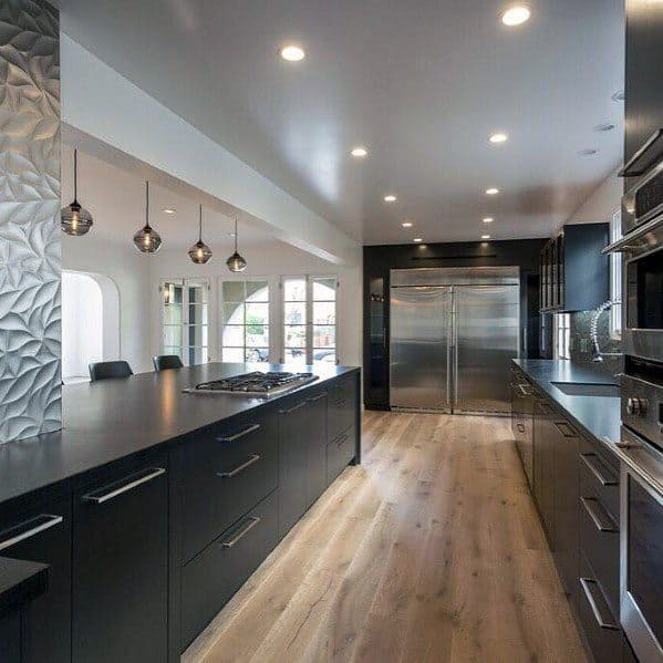 black kitchen island