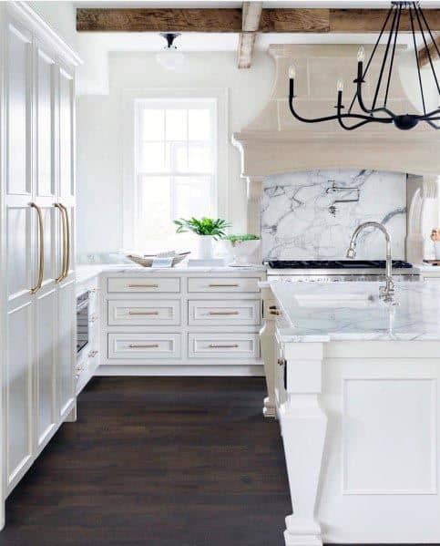 white kitchen with gold accents