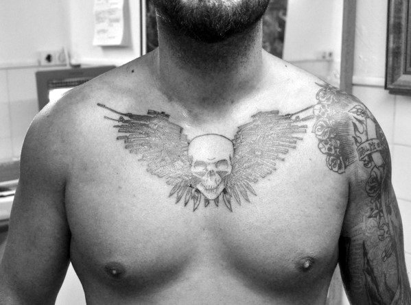 Expendables Logo Guys Upper Chest Tattoo