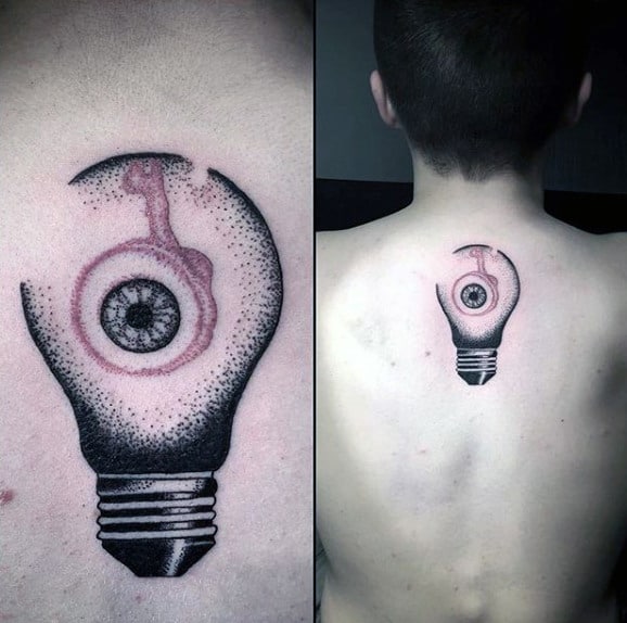 Eye Inside Light Bulb Tattoos For Men On Back