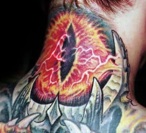 Eye Of Sauron Mens Tattoo Designs On Neck