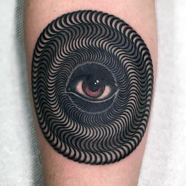 Eye With Spiral 3D Effect Tattoo Mens Forearms