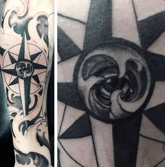 Eye Within Nautical Star Mens Sleeve Tattoos