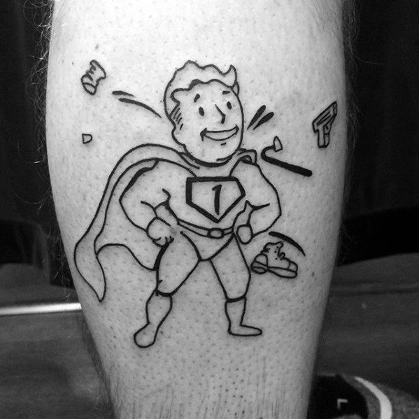 Fallout Guys Vault Boy Tattoo Design Idea Inspiration