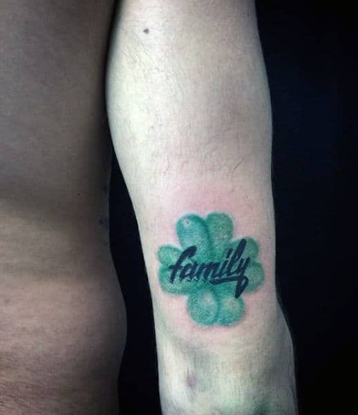 Family Tattoos Four Leaf Clover For Guys On Back Of Arm