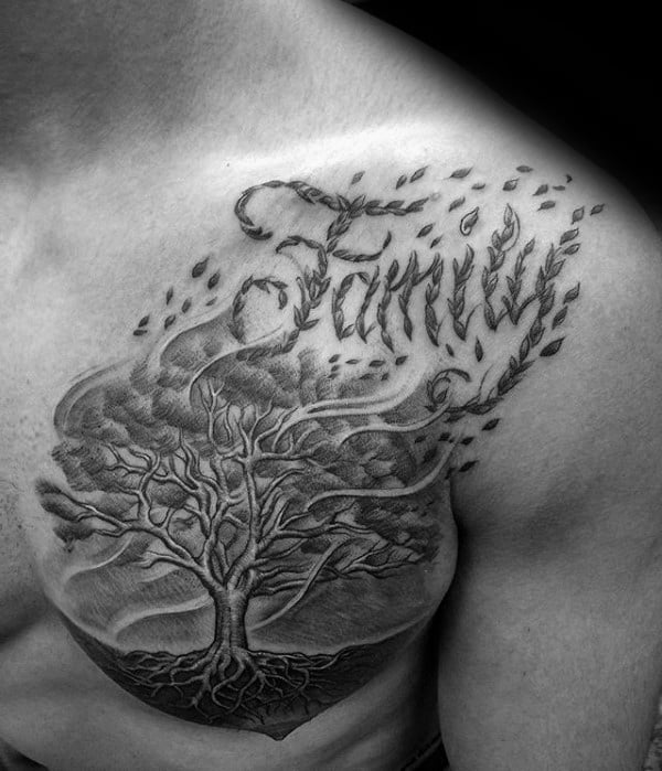 family tree tattoo shoulder