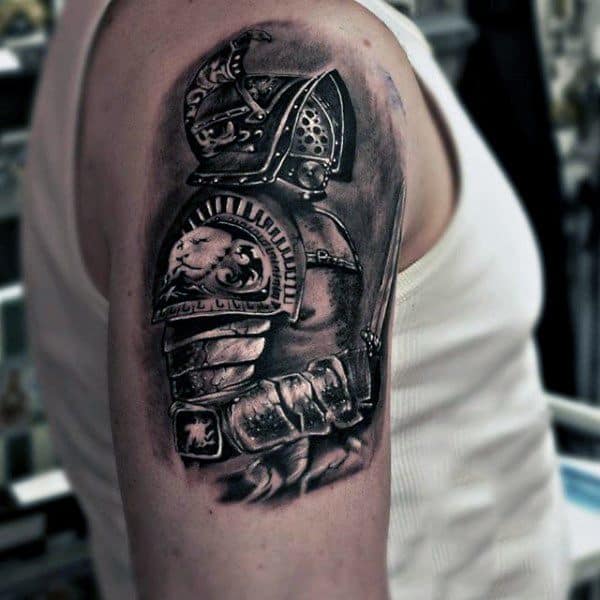 Fantastic Grey Warrior Tattoo Male Arms