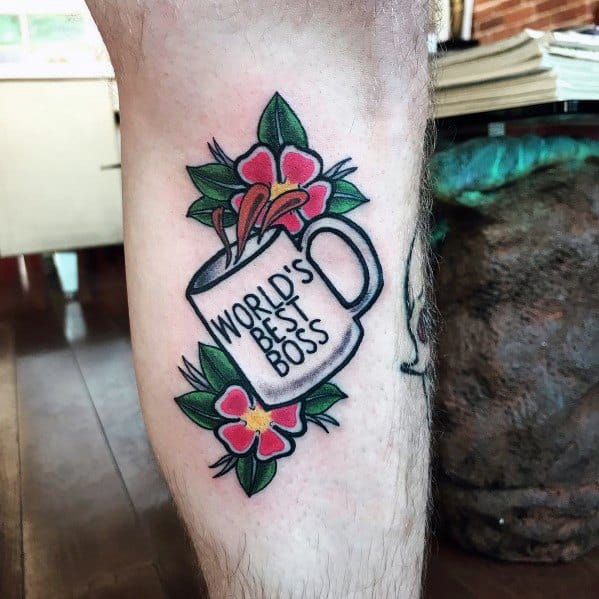 Fantastic The Office Worlds Best Boss Coffee Mug Tattoo Designs For Men