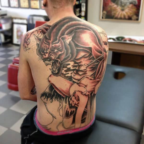 Fantastic Werewolf With Arrow Tattoo Guys Full Back