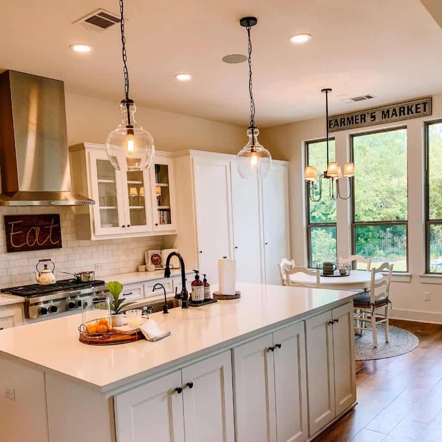 farmhouse kitchen large island window 