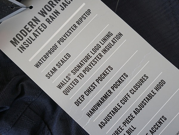 Features Tag Walls Modern Work Insulated Mens Rain Jacket